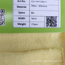 Hanfgewebe für T-Shirt 70% Bio-Baumwolle 30% Hanf Single Jersey Stoff